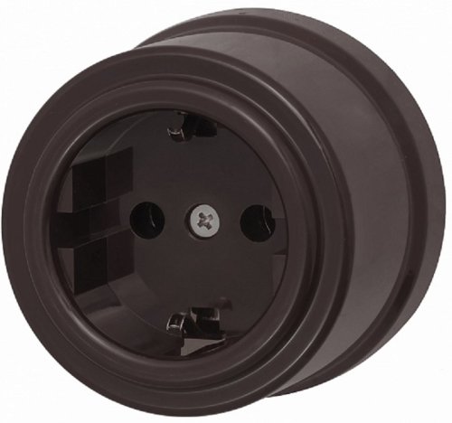 Розетка-ретро с заземлением пластик Bironi Лизетта 1-м. коричневый картинка